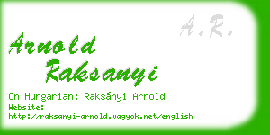 arnold raksanyi business card